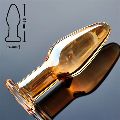 30mm Gold Crystal Anal Dildo Pyrex Glass Butt Plug Artificial Dick Male Penis Female Masturbate