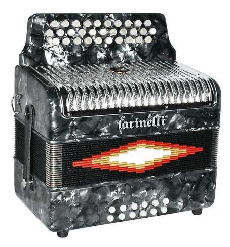 Acordeon Botones Fa Gris Parrilla Metal Farinelli