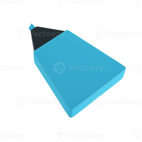 3d Blue Highlighter Marker Icon For School Office Stationery Important