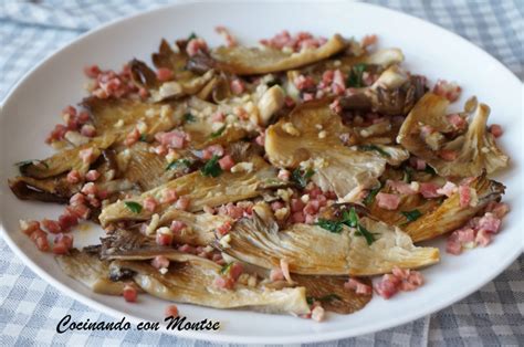 Setas a la plancha con jamón Cocina