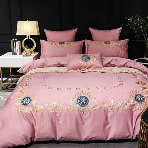 100s Egyptian Cotton Embroidery Luxury Royal Bedding Set 4pcs King