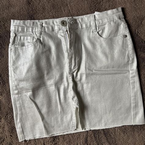 silver mini skirt silverskirt depop