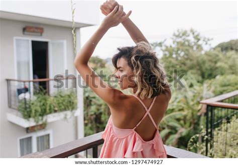 Outdoor Shot Back Tanned Woman Blonde Stock Photo Edit Now