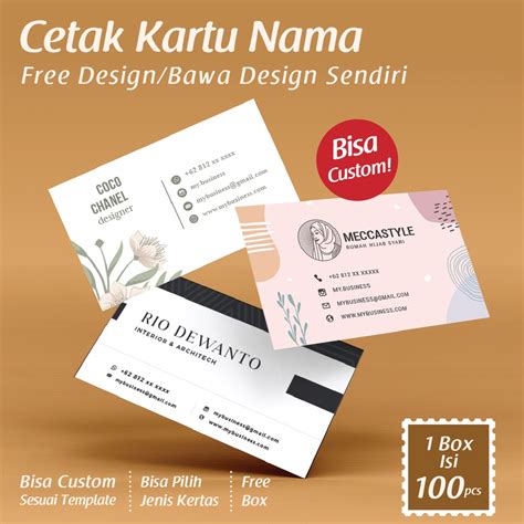 Jual Cetak Kartu Nama 1 Sisi 2 Sisi Free Box Shopee Indonesia