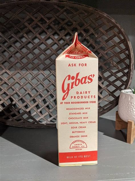 Nos S Gibas Dairy Company Homogenized Milk Carton Or Etsy Milk