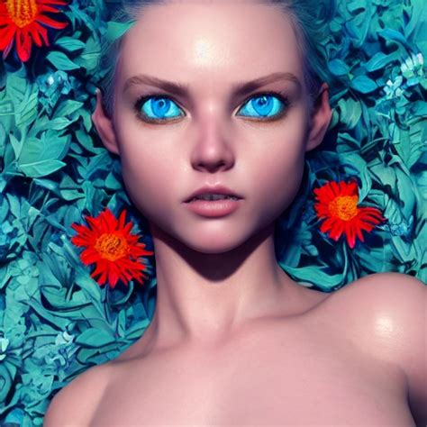 Upper Body Shot 1beautiful Woman Pretty Face Perfect Naked Br Arthub Ai