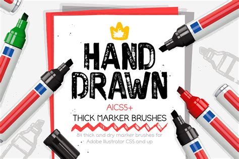 Ai Thick And Dry Marker Brushes Design Cuts