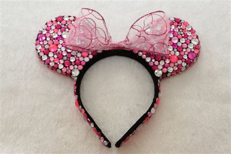 Pink White Rhinestone Minnie Mouse Ears Mickey And Minnie Ears