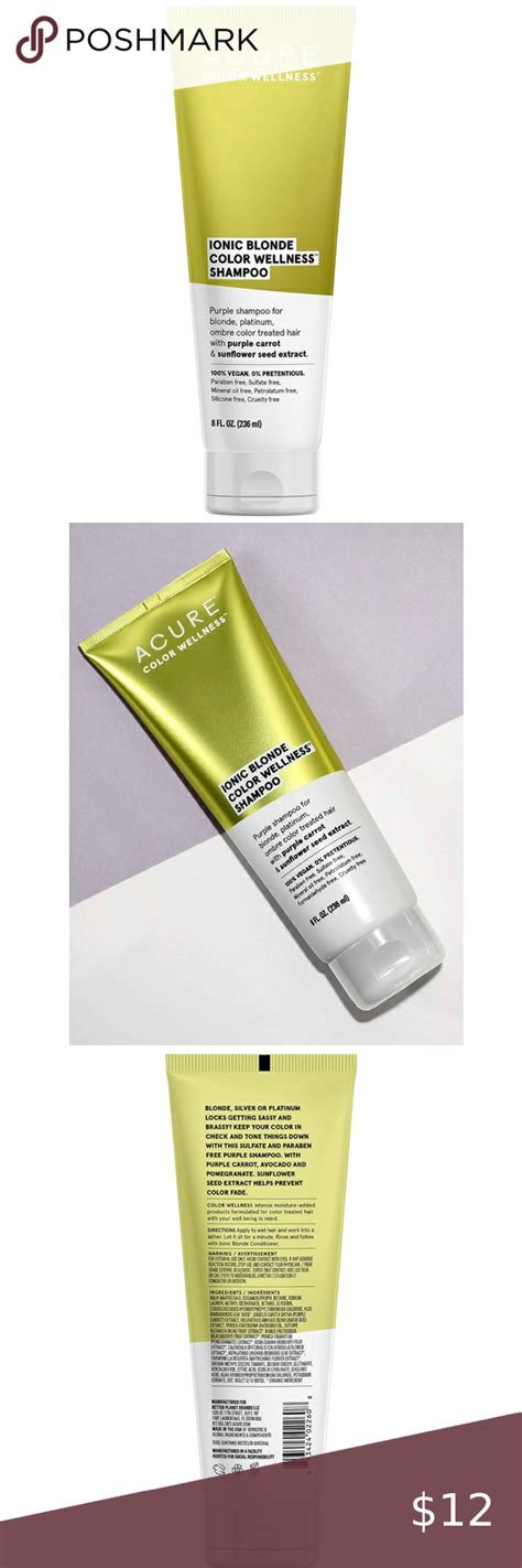ACURE Ionic Blonde Color Wellness Purple Shampoo Vegan Purple Shampoo Purple Shampoo For