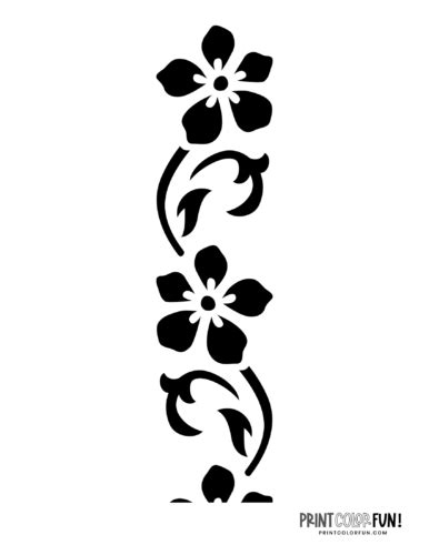 Printable stencil patterns, flower stencil patterns, floral stencil, leaf stencil, stencil