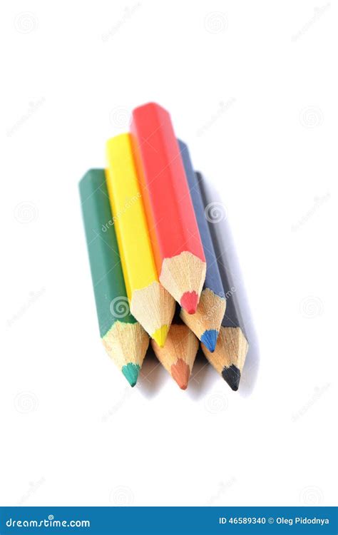 Assortment Of Colored Pencils Over White Stock Photo Image Of