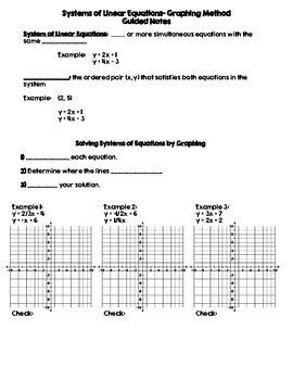 Systems Of Linear Equations Graphing Method Guided Notes Tpt