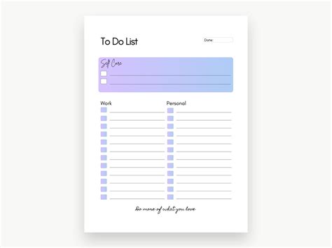 To Do List Printable, Prioritize Self-care, Daily Checklist for Working