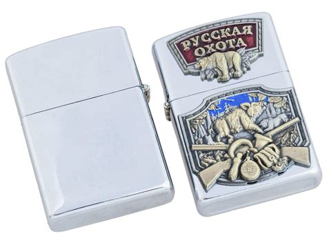 Зажигалка бензиновая металлическая Русская охота