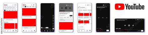 youtube app interface ui mockup set mobile video  platform
