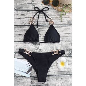 Trendsi Swim Chain Detail Tied Halter Neck Bikini Set Poshmark