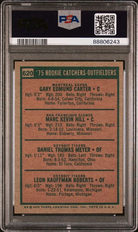 1975 Topps 1975 Rookie Catchers Outfielders 620 Gary Carter HOF