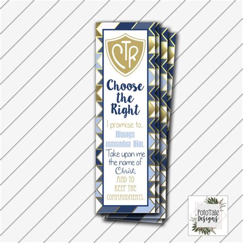 LDS Baptism Bookmark 2x7 Card Digital Printable Navy Blue Etsy