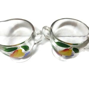 Vintage Gay Fad Hand Painted Glass Creamer Sugar Set Pear Plum Apple Etsy