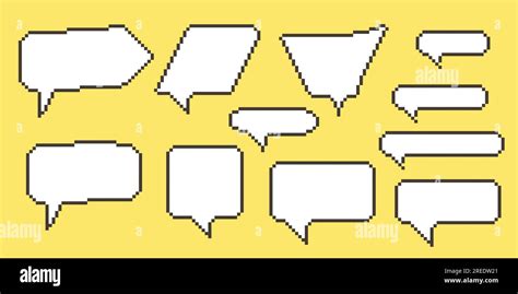 Pixel Speech Bubble Collection Chart Dialogue Boxes Retro Game Bit