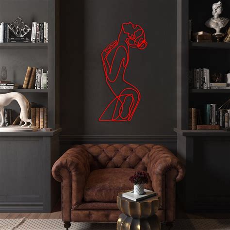 Minimalist Line Art Naked Woman Wall Art Metal Wall Etsy