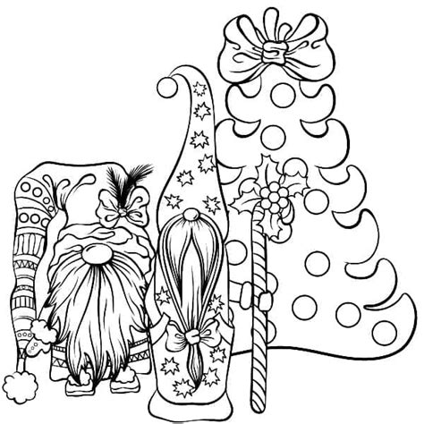 Coloriage Gnomes Et Sapin De No L T L Charger Et Imprimer Gratuit Sur