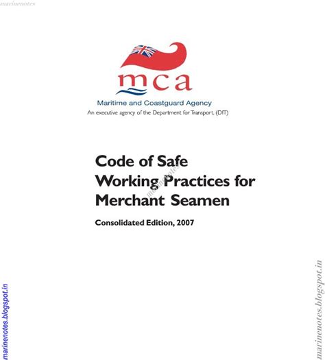 Code Of Safe Working Practices For Merchant Seamen Marine Notes