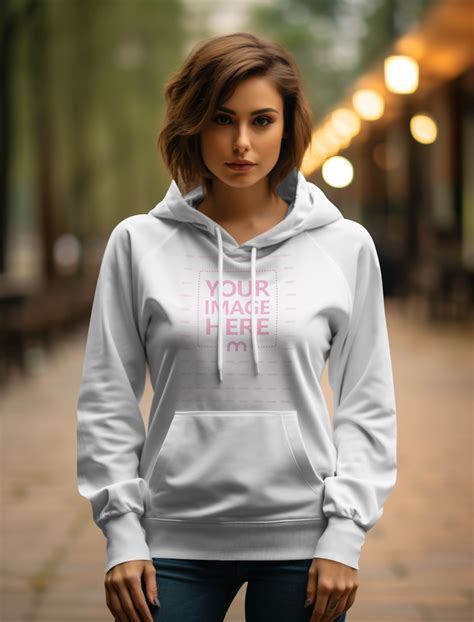 Hoodie Mockup Generator With Model Posing Outdoors Mediamodifier