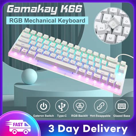 Gamakay K Wired Mechanical Keyboard Rgb Backlit Type C Hot Swappable Keys Gateron Switch