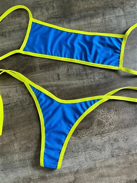 Sexy Low Waist Bikini Set Women Swimsuit Solid Ruffled Swimwear Thong Strappy Bathing Suit