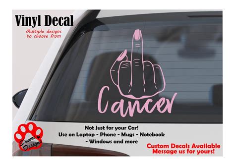 Fuck Cancer Decal Female Middle Finger Cancer Awareness Funny Survivor Support Female