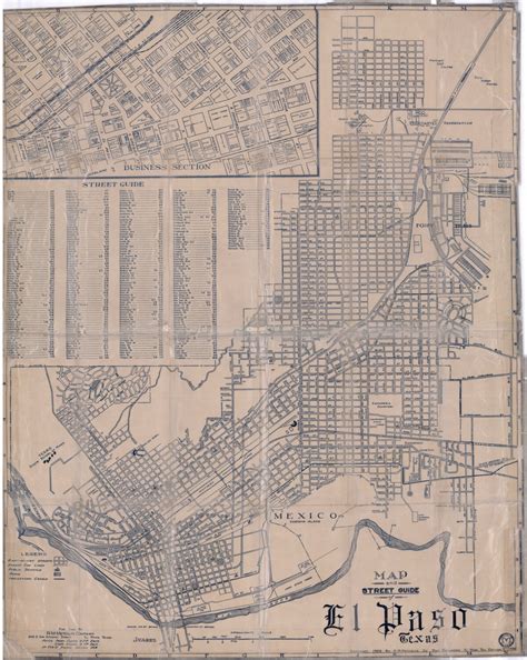 Map And Street Guide Of El Paso Texas Circa 1925 Wall