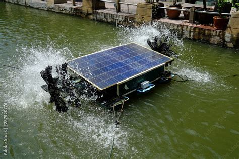 Fish Farming Solar Cell Panel Paddle Wheel Aerator Stock Photo Adobe