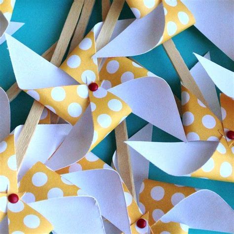 Yellow Dotted Pinwheel Cupcake Toppers Baby Shower Cupcake Topper 1st