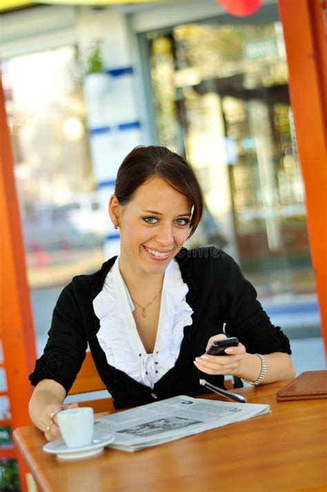 Cute Brunette Chatting Via Cellphone Stock Image Image Of Pretty Communication 25876641