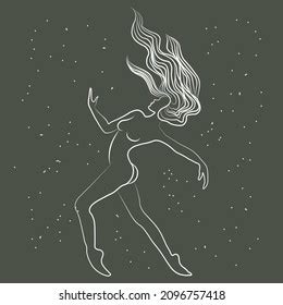 Line Art Beautiful Naked Girl Long Stock Illustration Shutterstock