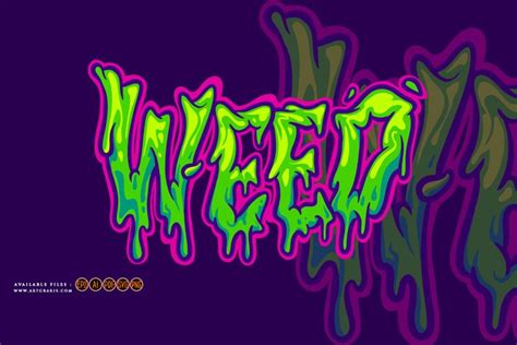 Spooky Weed Melted Words Hand Lettering Text Illustrations