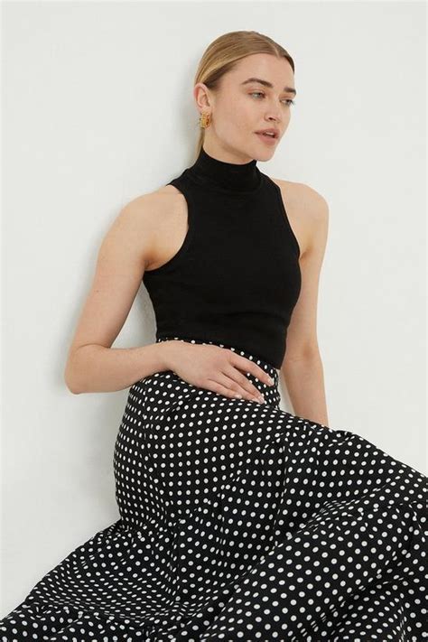 Skirts Mono Spot Tiered Midi Skirt Dorothy Perkins