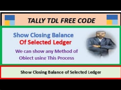 Tally TDL Free Code HotKey Show Closing Balance Of Selected Ledger