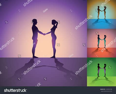Set Naked Men Women Holding By Stock Vector Royalty Free Shutterstock