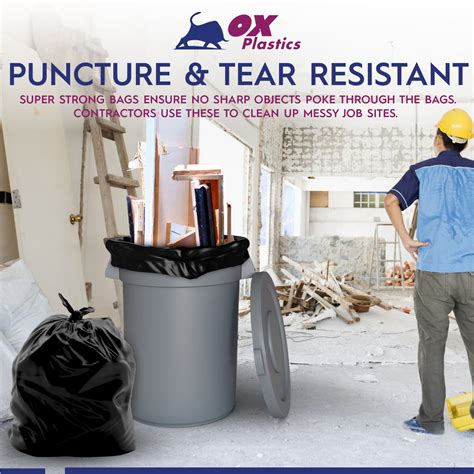 55 Gallon 2 Mil Trash Bags Black Contractor Bags Ox Plastics Ox