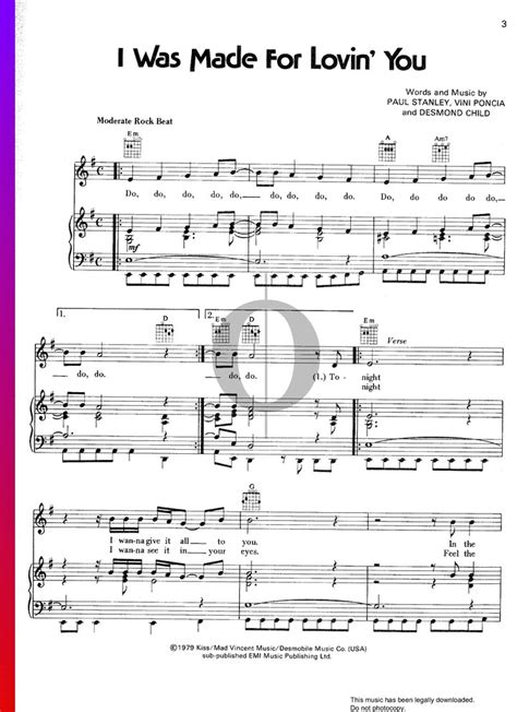 I Was Made For Lovin You Kiss Piano Sheet Music OKTAV