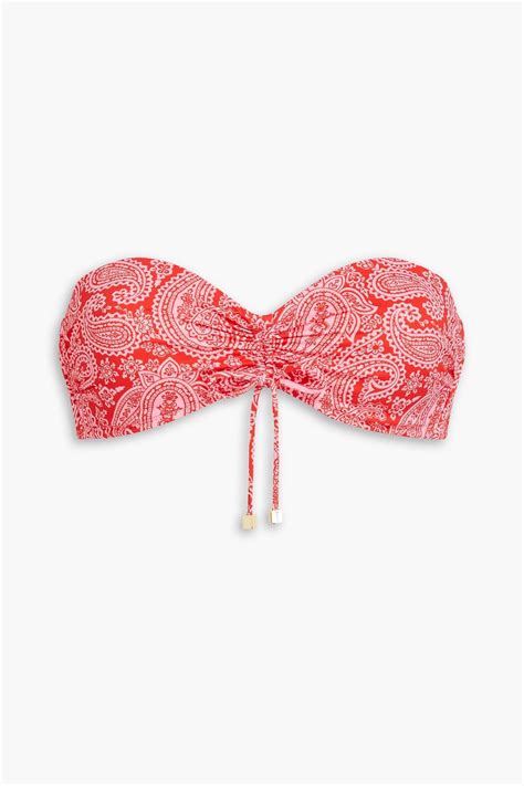 Heidi Klein Ruched Paisley Print Bandeau Bikini Top The Outnet