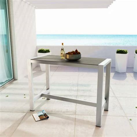 Modway Shore Patio Aluminum Rectangle Bar Height Outdoor Dining Table