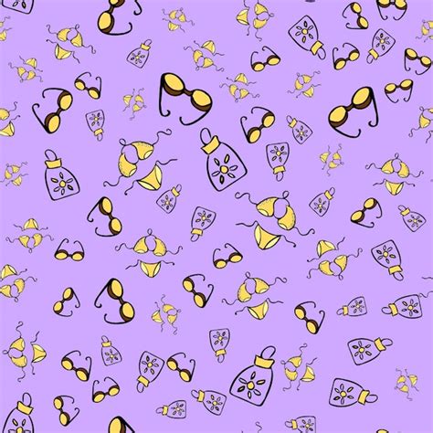 Playa de patrones sin fisuras dibujado a mano bikini traje de baño bloqueador solar gafas de sol