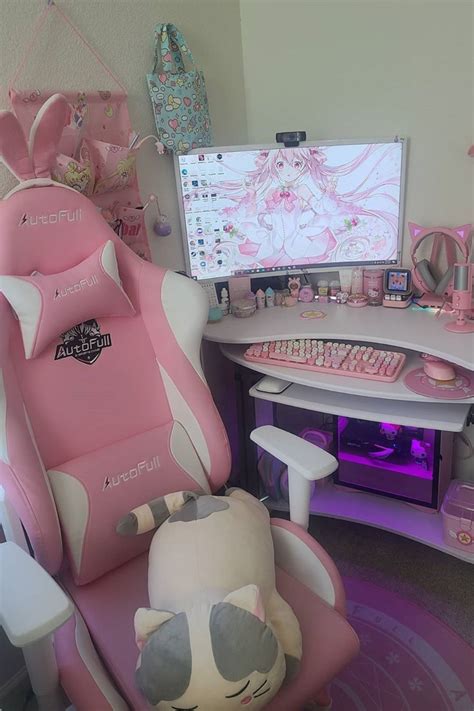 Autofull Gaming Chair With Bunny Ears Gaming Chair For Girls Cr