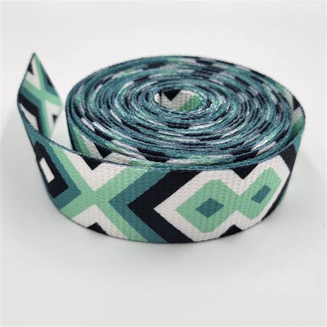 mm nylon webbing geometric pattern turquoiseblack tuesdays