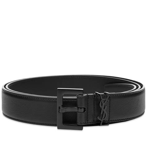 Saint Laurent Metal Logo Leather Belt Black End