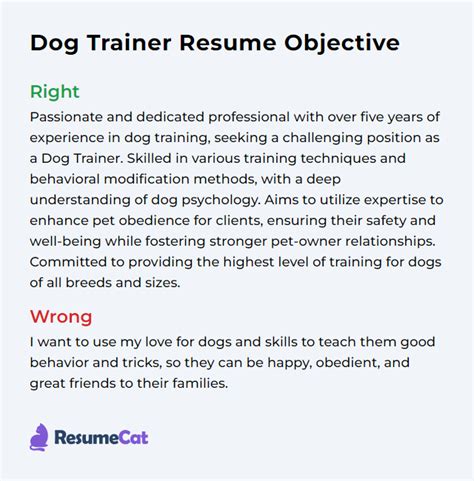 Top 18 Dog Trainer Resume Objective Examples Resumecat