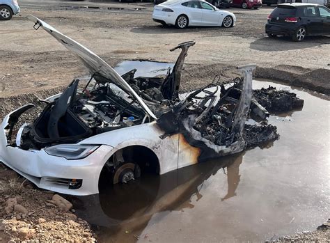 Tesla ‘spontaneously’ catches fire in junkyard weeks after collision